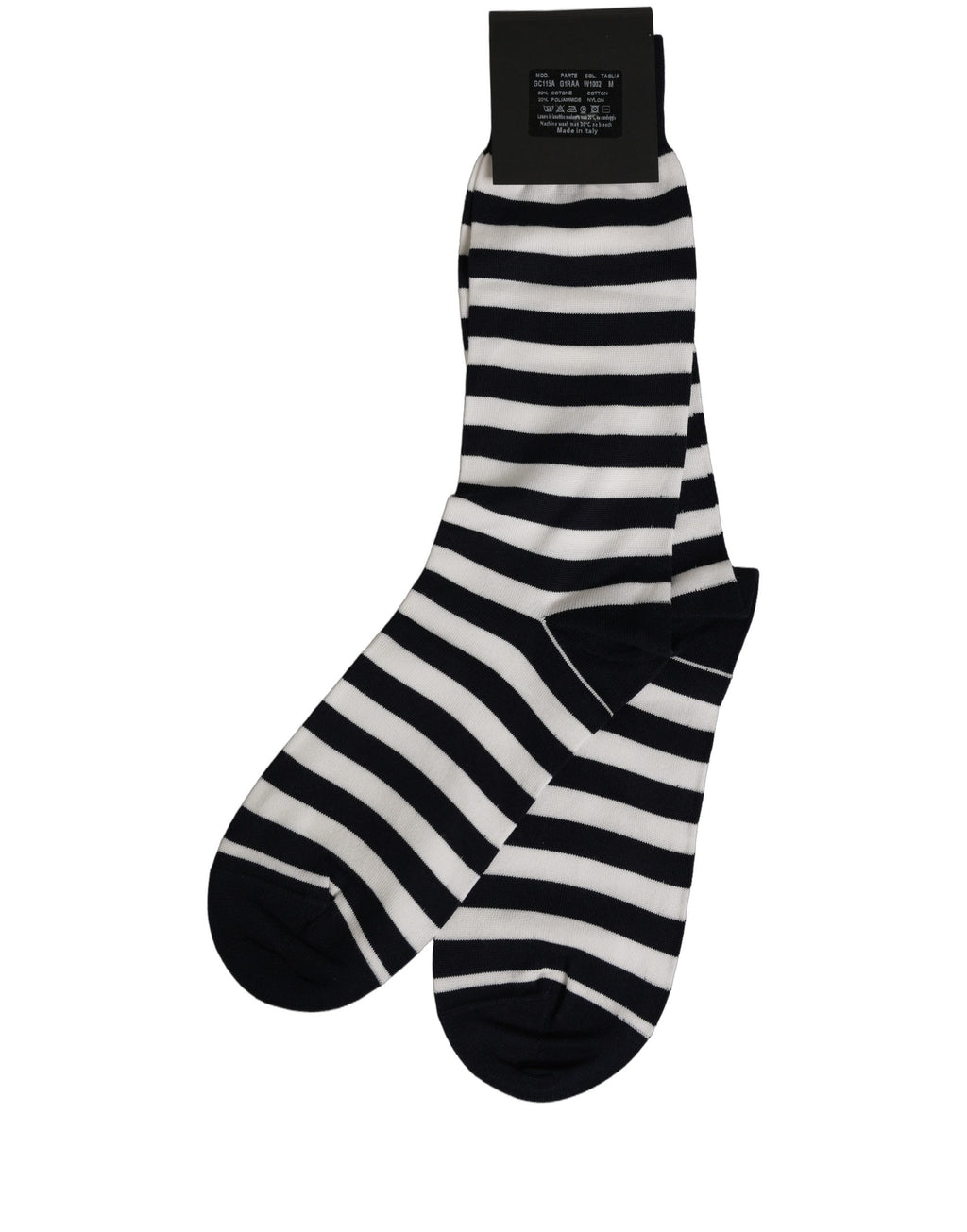 Black White Stripes Cotton Mid Calf Accessory Socks