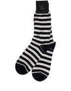 Black White Stripes Cotton Mid Calf Accessory Socks