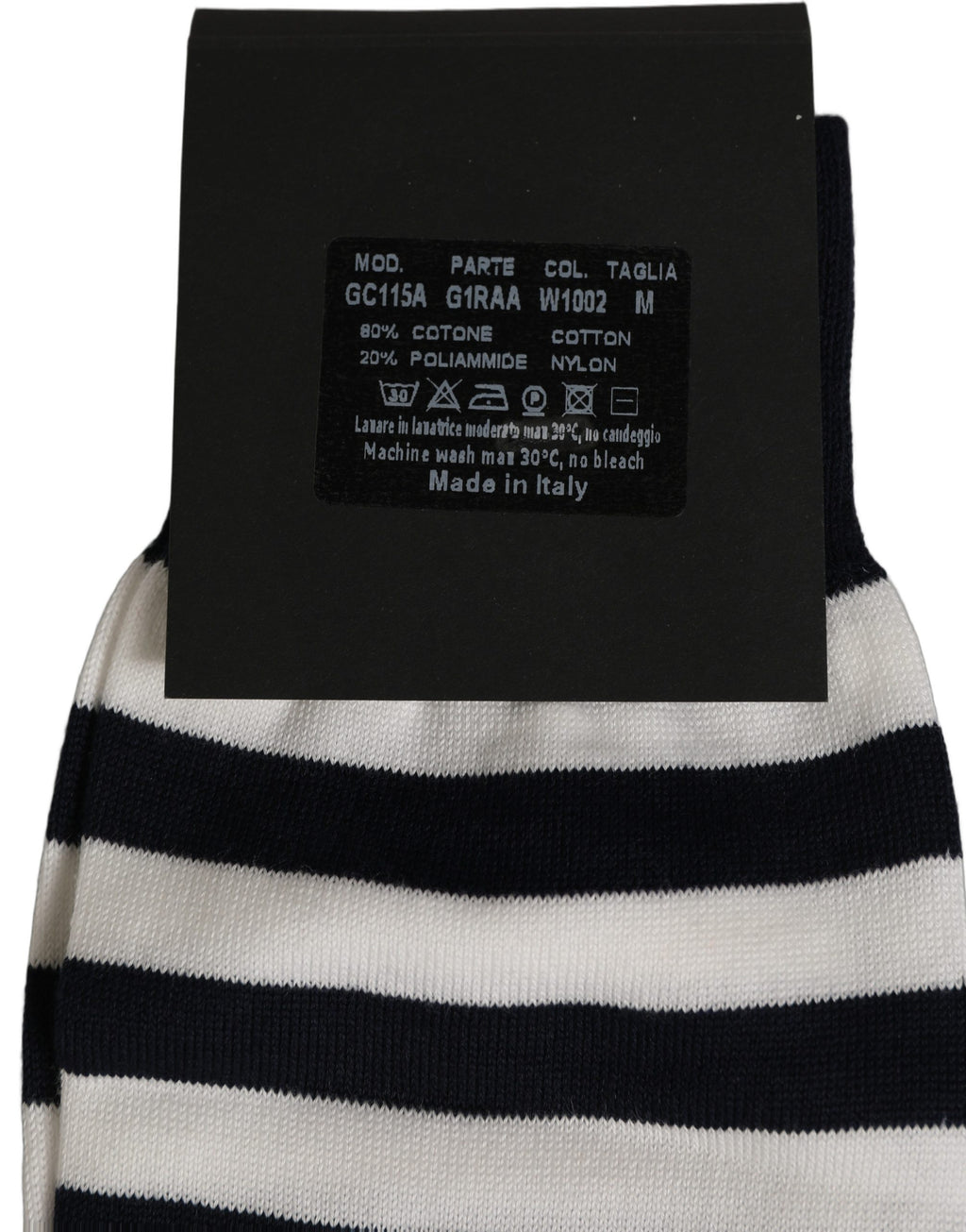 Black White Stripes Cotton Mid Calf Accessory Socks