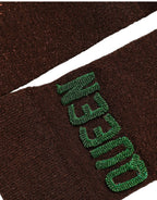 Brown Embroidered Cotton Mid Calf Accessory Socks