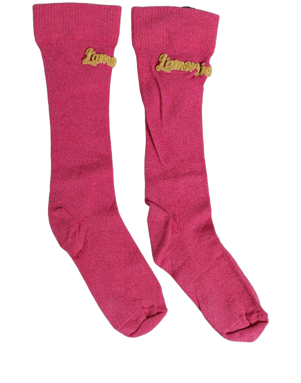 Pink Embroidered Cotton Mid Calf Accessory Socks