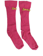 Pink Embroidered Cotton Mid Calf Accessory Socks