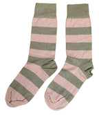 Gray Pink Stripes Mid Calf Accessory Socks
