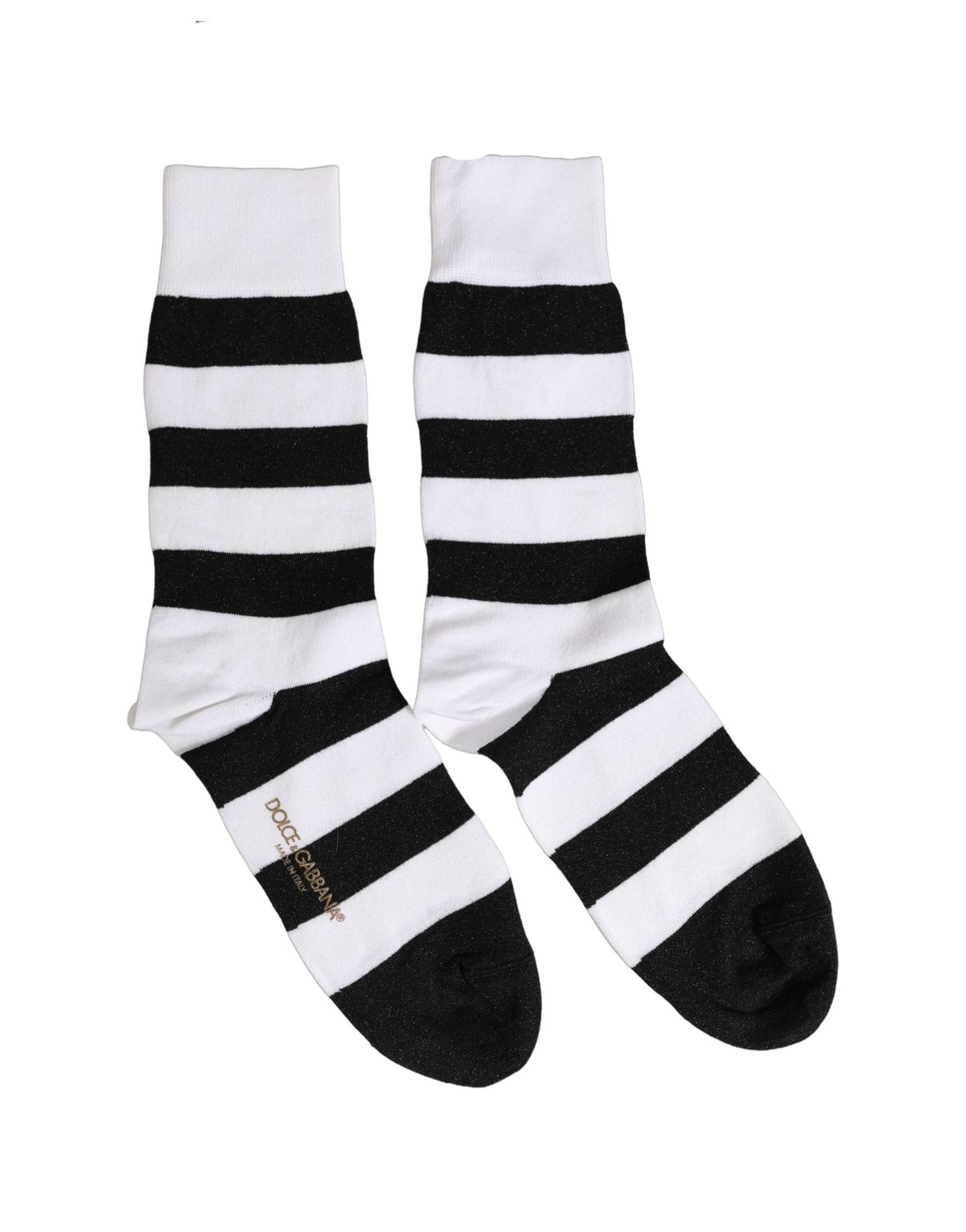 Black White Stripes Mid Calf Accessory Socks