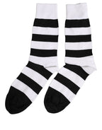 Black White Stripes Mid Calf Accessory Socks