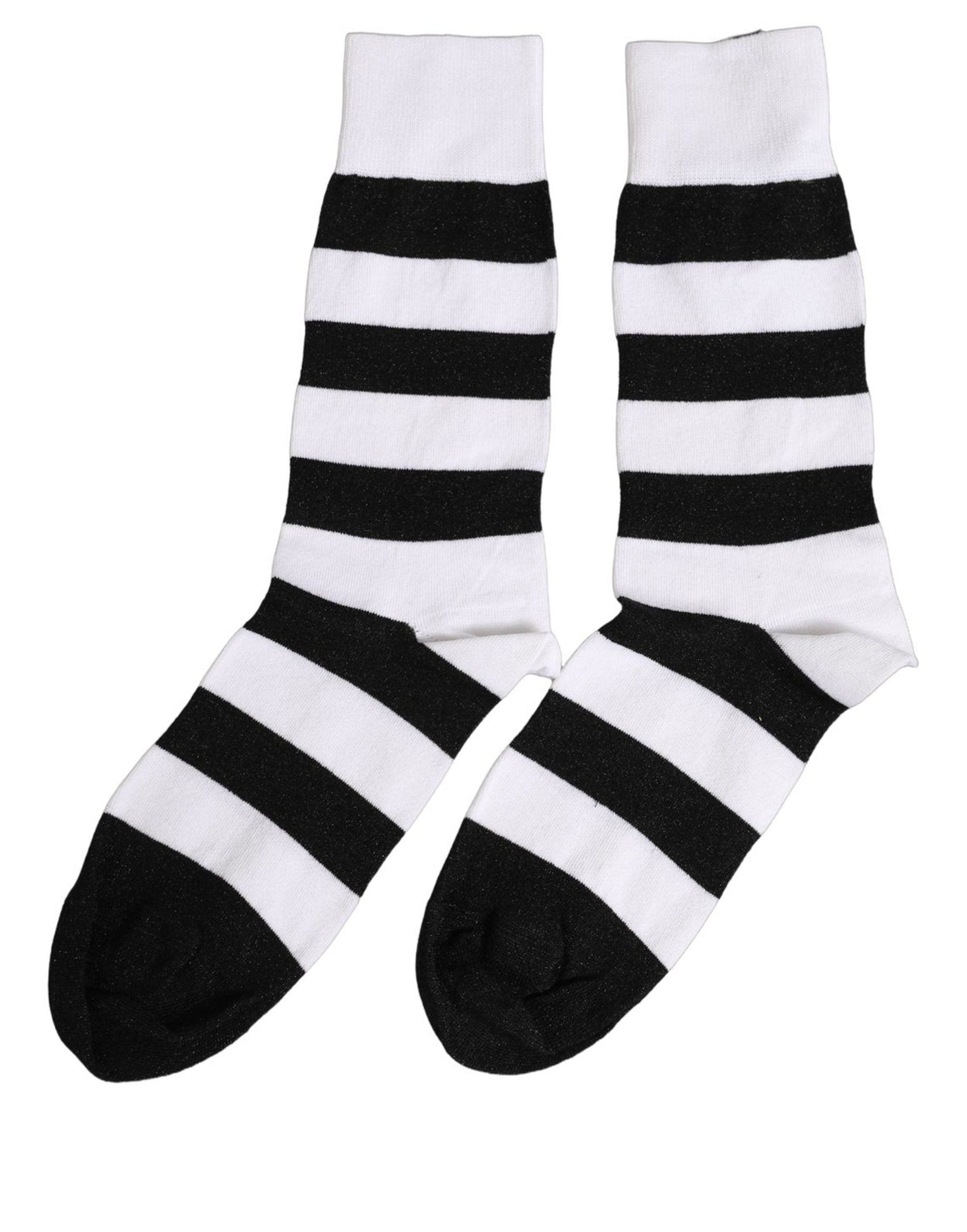 Black White Stripes Mid Calf Accessory Socks