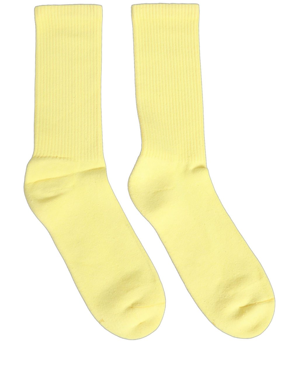 Yellow Cotton Ribbed Mid Calf Women Accessory Socks