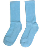 Light Blue Cotton Ribbed Mid Calf Accessory Socks
