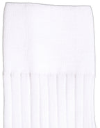 White Cotton Ribbed Logo Over The Calf Women Socks