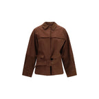 Brown Cotton Full-Length Jacket