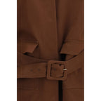 Brown Cotton Full-Length Jacket