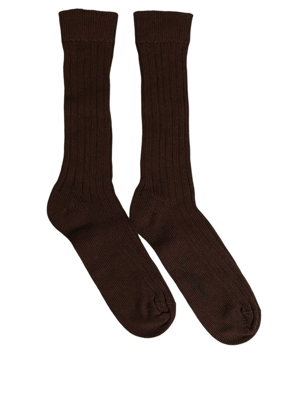 Dark Brown Nylon Ribbed Over The Calf Socks