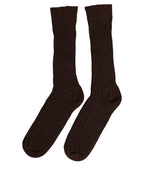Dark Brown Nylon Ribbed Over The Calf Socks