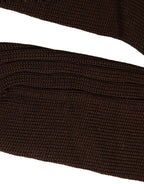 Dark Brown Nylon Ribbed Over The Calf Socks
