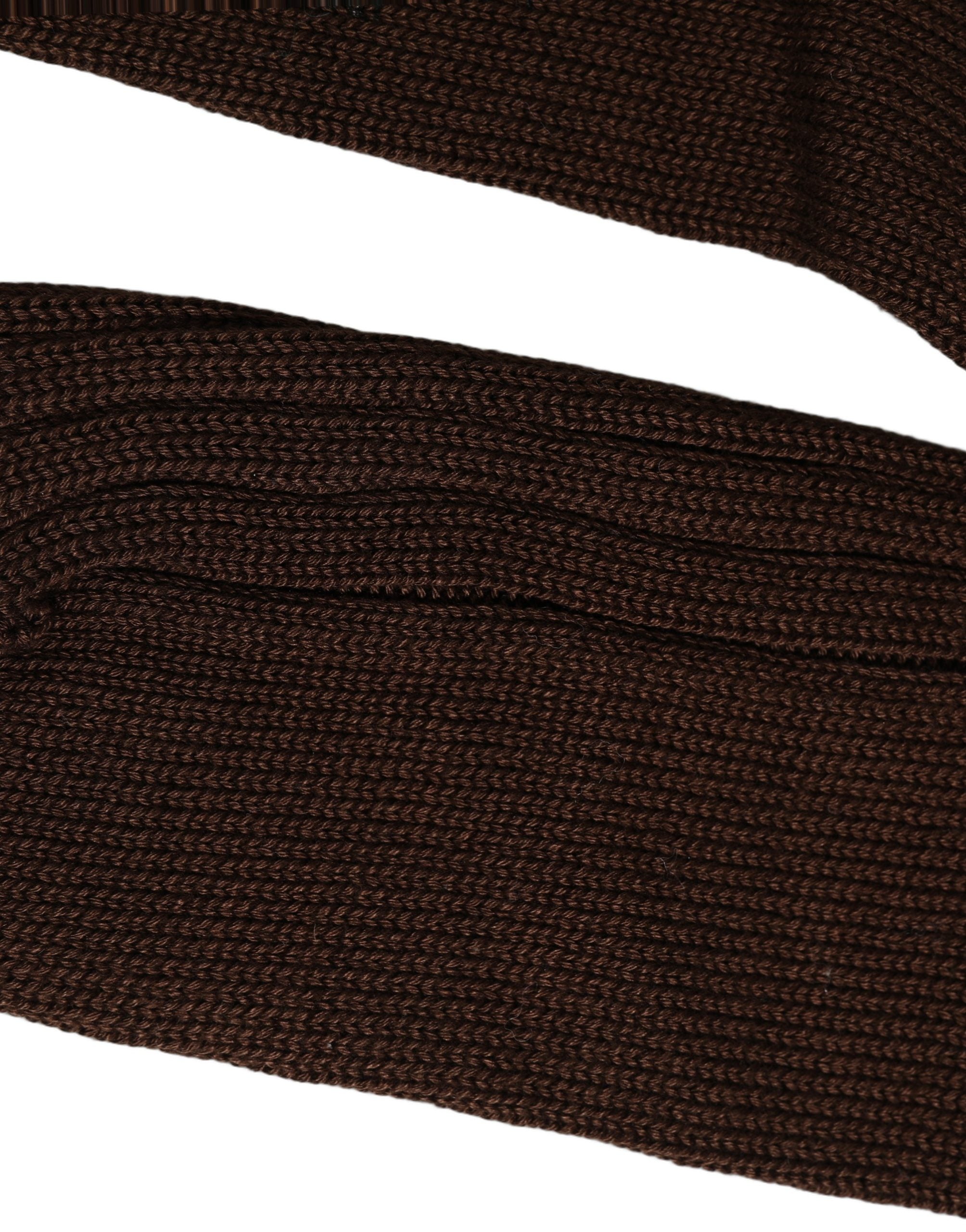 Dark Brown Nylon Ribbed Over The Calf Socks
