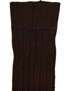 Dark Brown Nylon Ribbed Over The Calf Socks