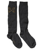 Dark Gray Wool Over The Calf Knee High Accessory Socks