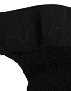 Black Wool Logo Calf Long Women Accessory Socks