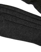 Dark Gray Wool Logo Calf Long Ribbed Accessory Socks