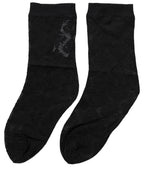Black Floral Nylon Stretch Mid Calf Socks