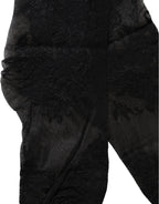 Black Floral Nylon Stretch Over The Calf Socks