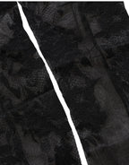 Black Floral Nylon Stretch Over The Calf Socks