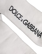 White Black Cotton Ankle Length DG Logo Socks