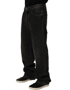 Dark Gray Cotton WideLeg Oversize Denim Jeans