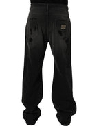 Dark Gray Distressed Oversize Men Denim Jeans