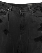 Dark Gray Distressed Oversize Men Denim Jeans
