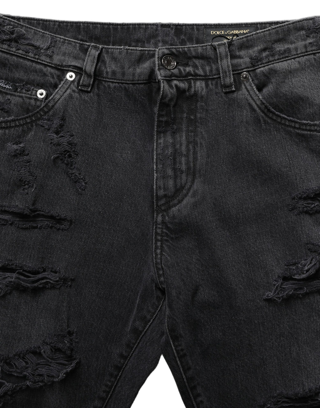 Dark Gray Cotton Ripped Men Denim Jeans