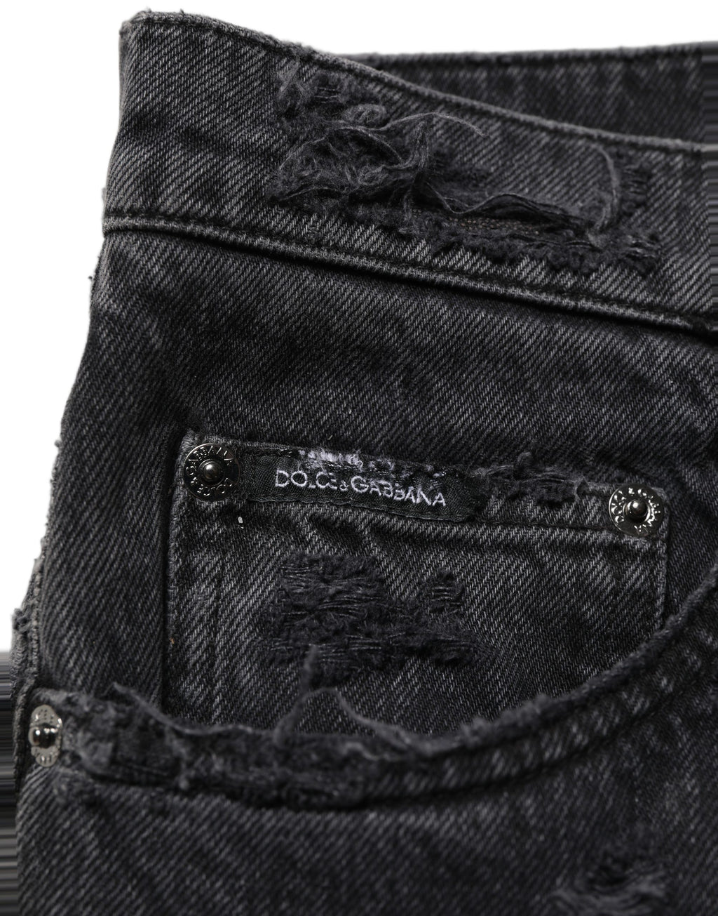 Dark Gray Cotton Ripped Men Denim Jeans