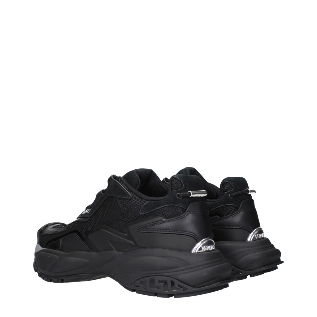 Black Fabric Chunky Sneakers