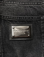 Dark Gray Cotton Baggy Cargo Men Denim Jeans