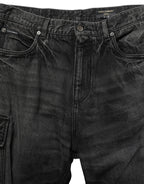 Dark Gray Cotton Baggy Cargo Men Denim Jeans