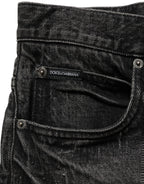 Dark Gray Cotton Baggy Cargo Men Denim Jeans