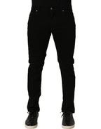 Black CottonStretch Regular Skinny Denim Jeans