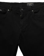 Black CottonStretch Regular Skinny Denim Jeans