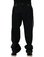 Black Cotton Stretch Straight Men Denim Jeans