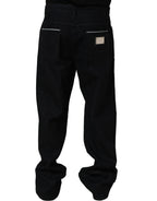 Black Cotton Stretch Straight Men Denim Jeans