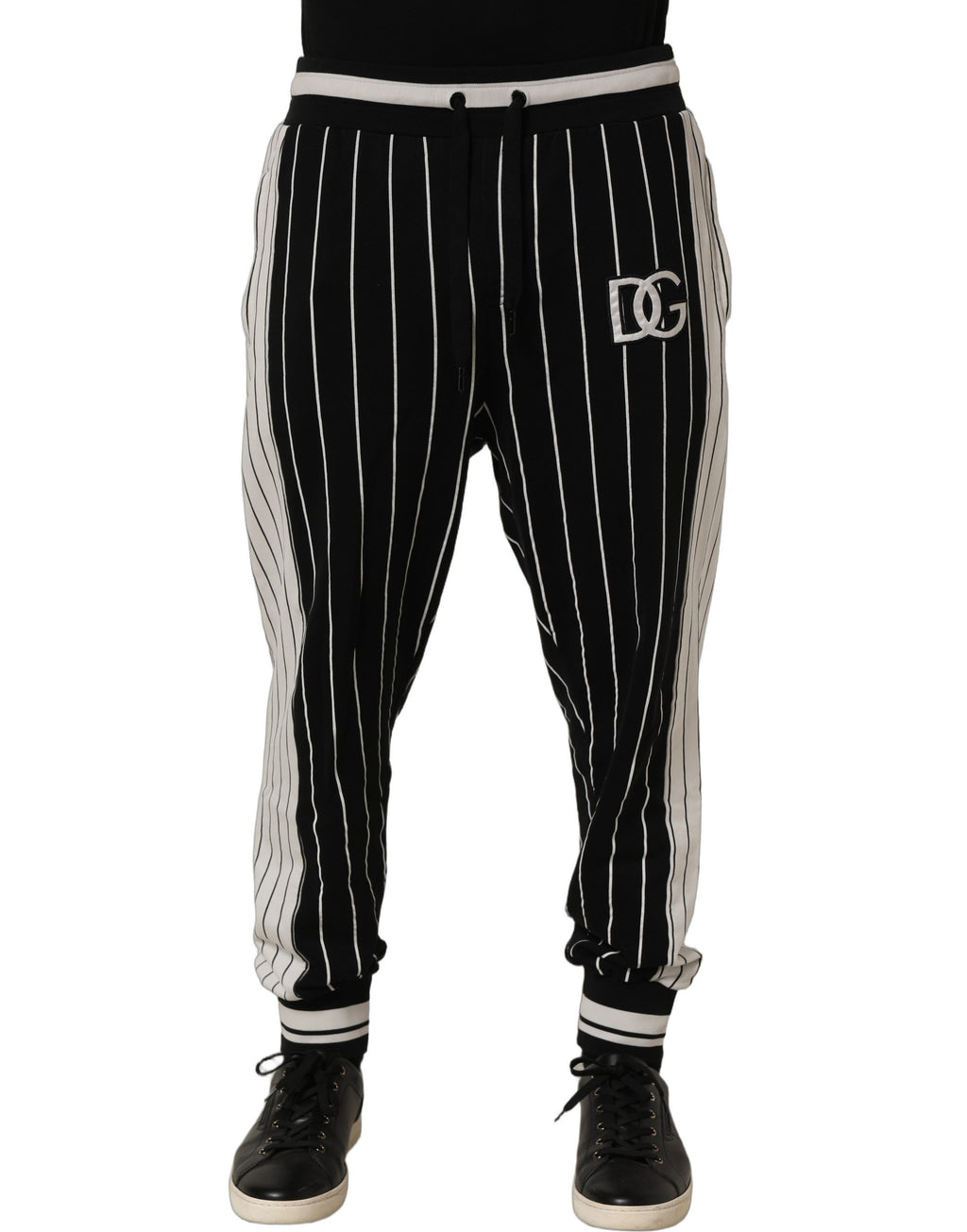 Black Striped DG Patch Men Sweatpants Pants