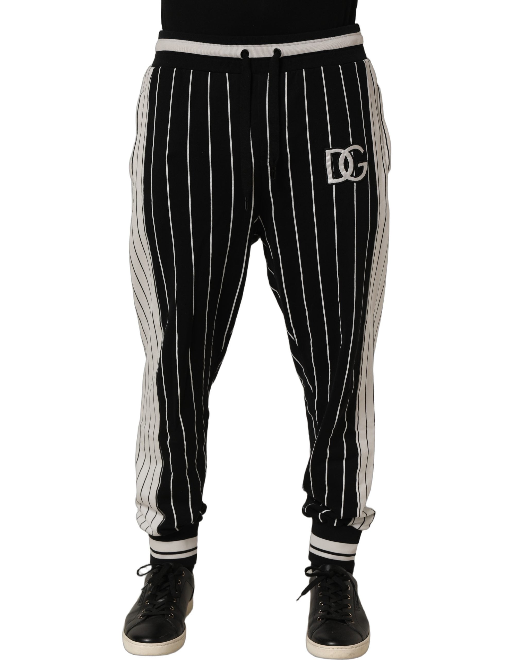 Black Striped DG Patch Men Sweatpants Pants
