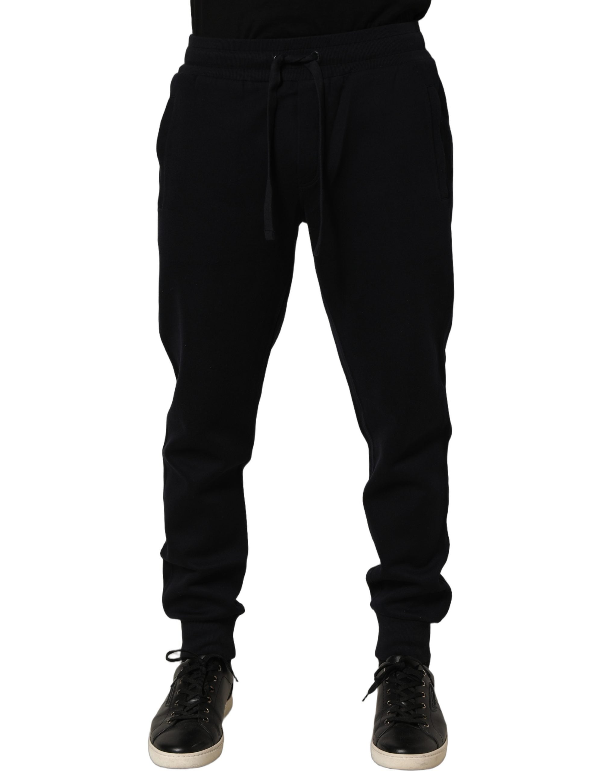 Blue Cotton Drawstring Jogger Trouser Pants