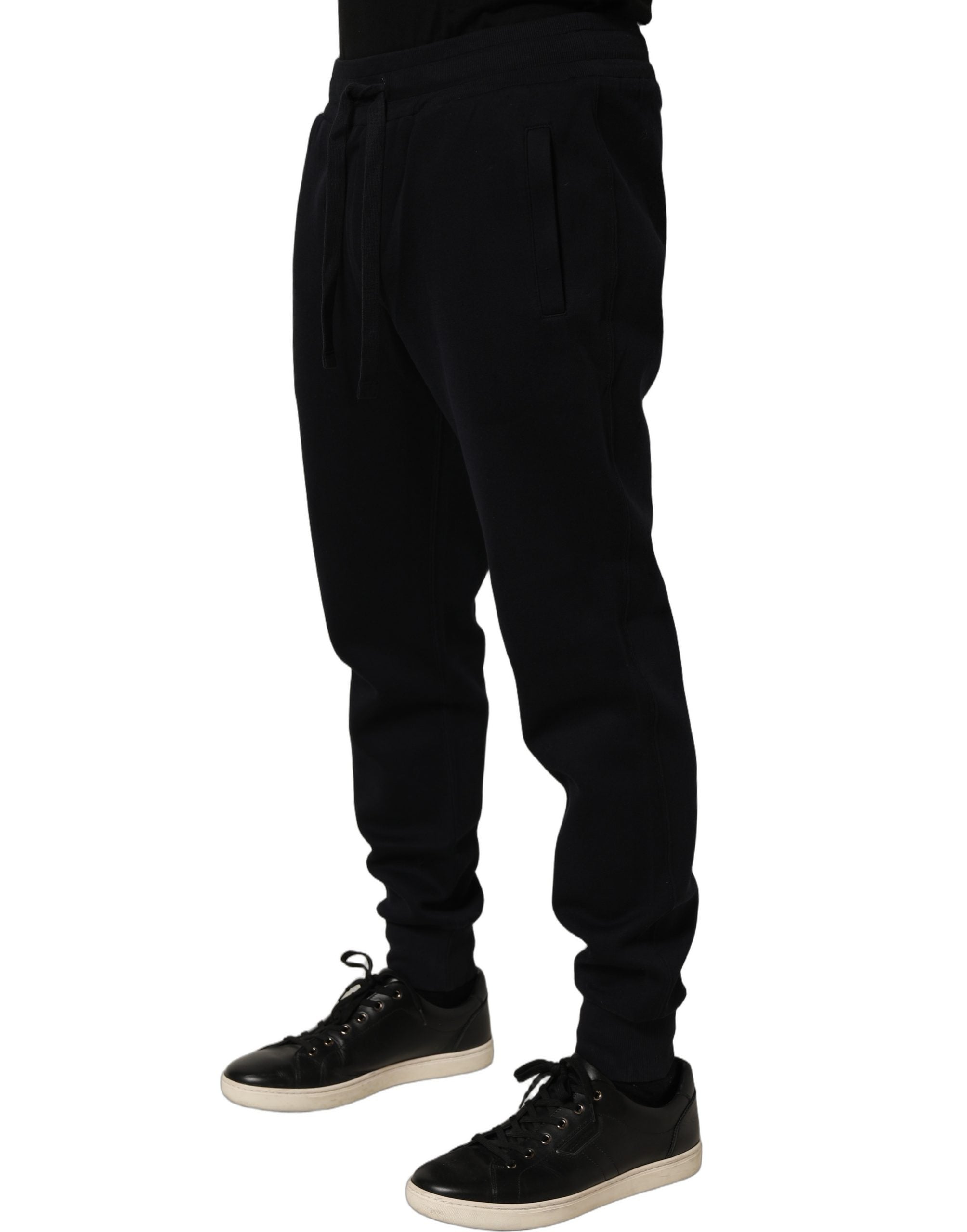 Blue Cotton Drawstring Jogger Trouser Pants