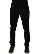 Black Cotton Stretch Skinny Denim Trouser Jeans