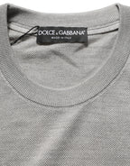 Gray Silk Crew Neck Short Sleeves T-shirt