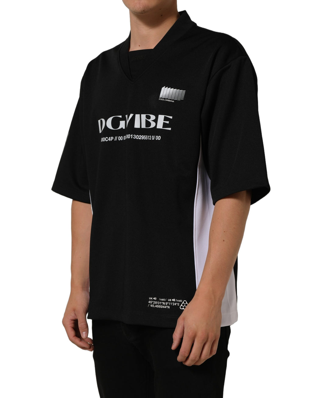 Black Polyester DGVIB3 Oversized Jersey T-shirt