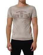 Light Gray Graphic Print Distressed T-shirt