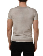 Light Gray Graphic Print Distressed T-shirt