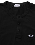 Black Crown Short Sleeved Henley Men T-shirt